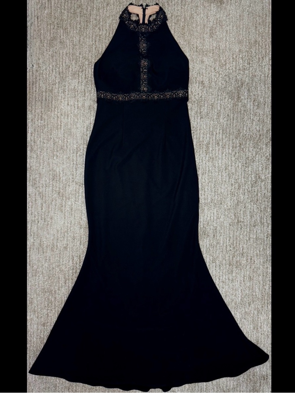 White House Black Market Lace Halter Mermaid Dress Black size 8 NWT